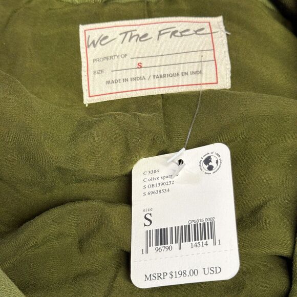 Free People Rebel Knit Green Moto Jacket SZ S NEW Oversized Slouchy Baggy Cotton - Picture 13 of 13